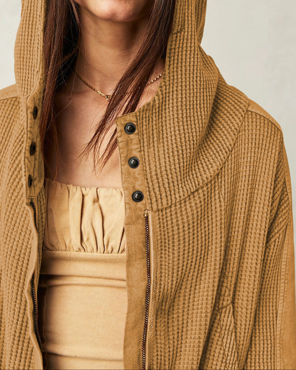 Mariel | Sudadera con capucha de punto gofre y cremallera