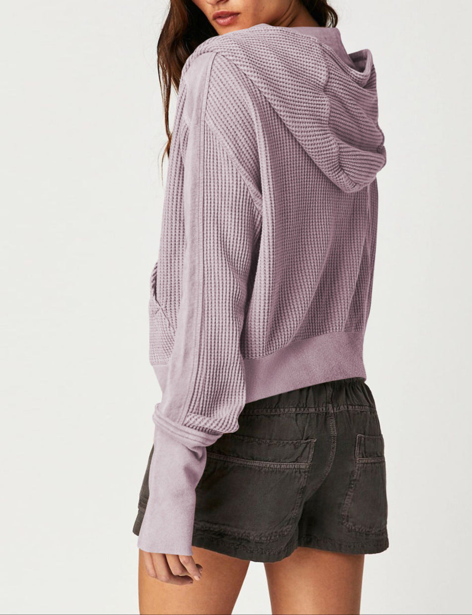 Mariel | Sudadera con capucha de punto gofre y cremallera