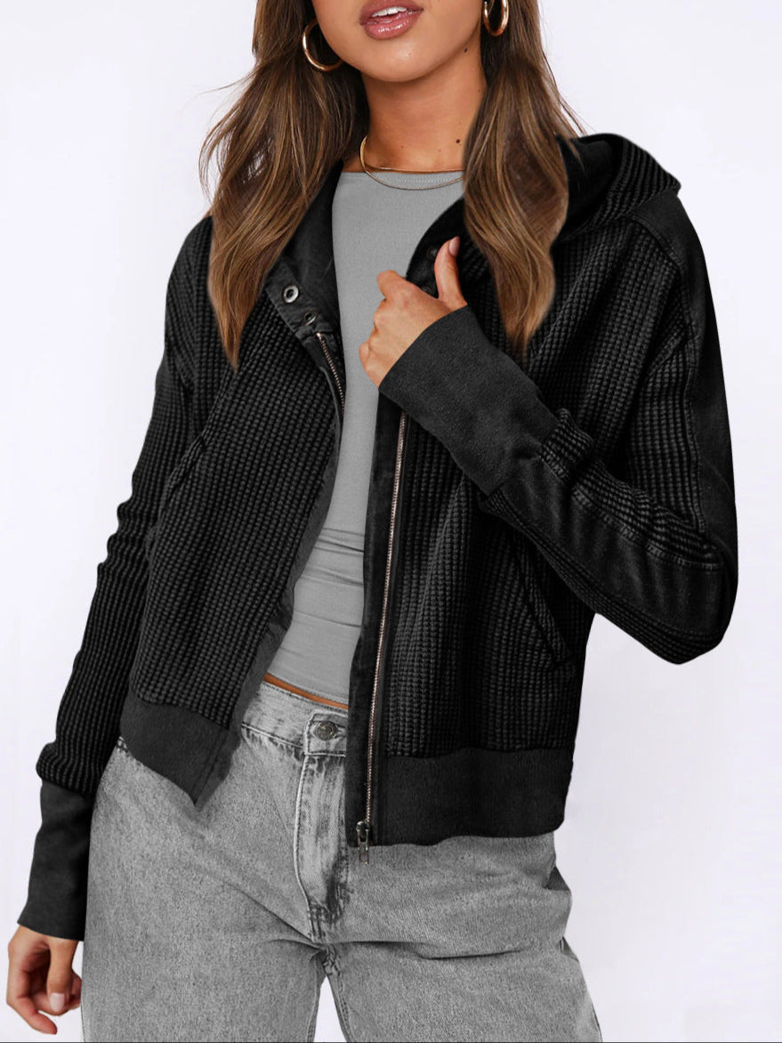 Mariel | Sudadera con capucha de punto gofre y cremallera