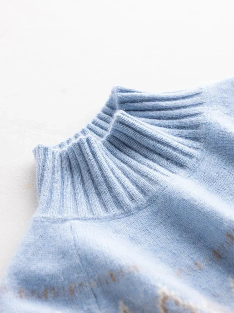 Rachel | Jersey de cuello alto simulado Fair Isle de lana