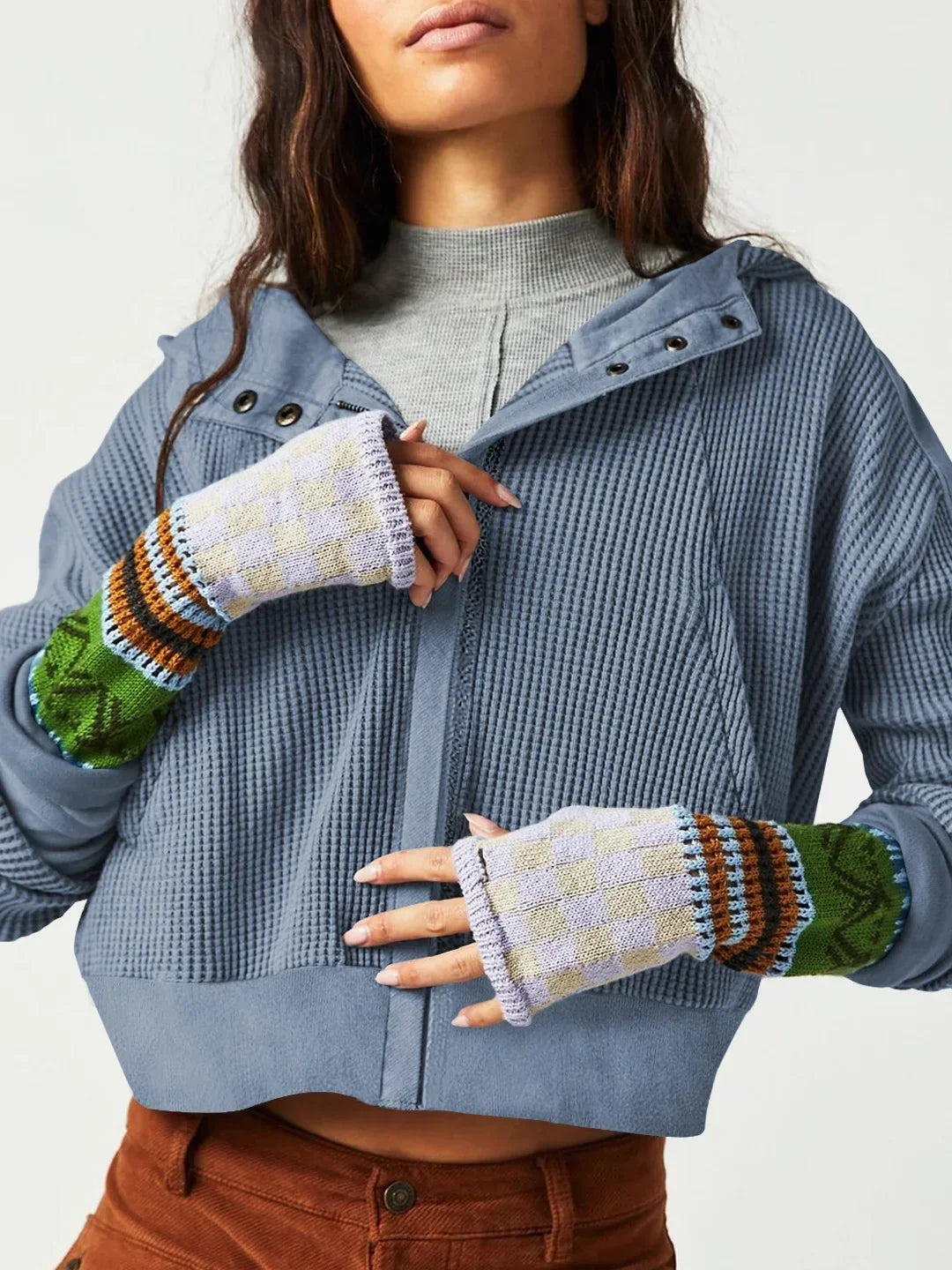 Mariel | Sudadera con capucha de punto gofre y cremallera