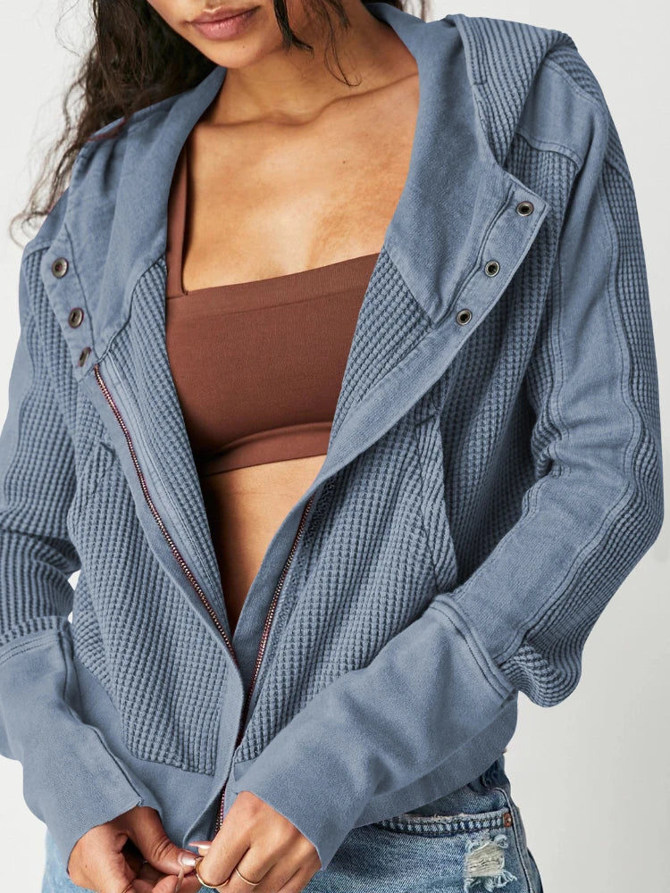 Mariel | Sudadera con capucha de punto gofre y cremallera