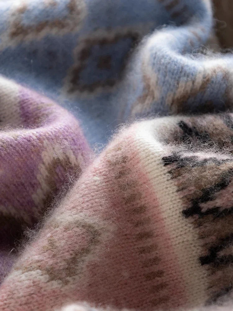 Rachel | Jersey de cuello alto simulado Fair Isle de lana