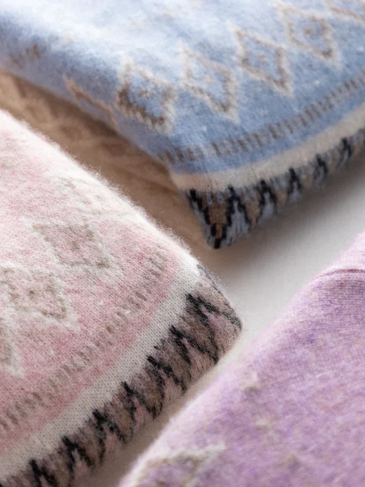Rachel | Jersey de cuello alto simulado Fair Isle de lana