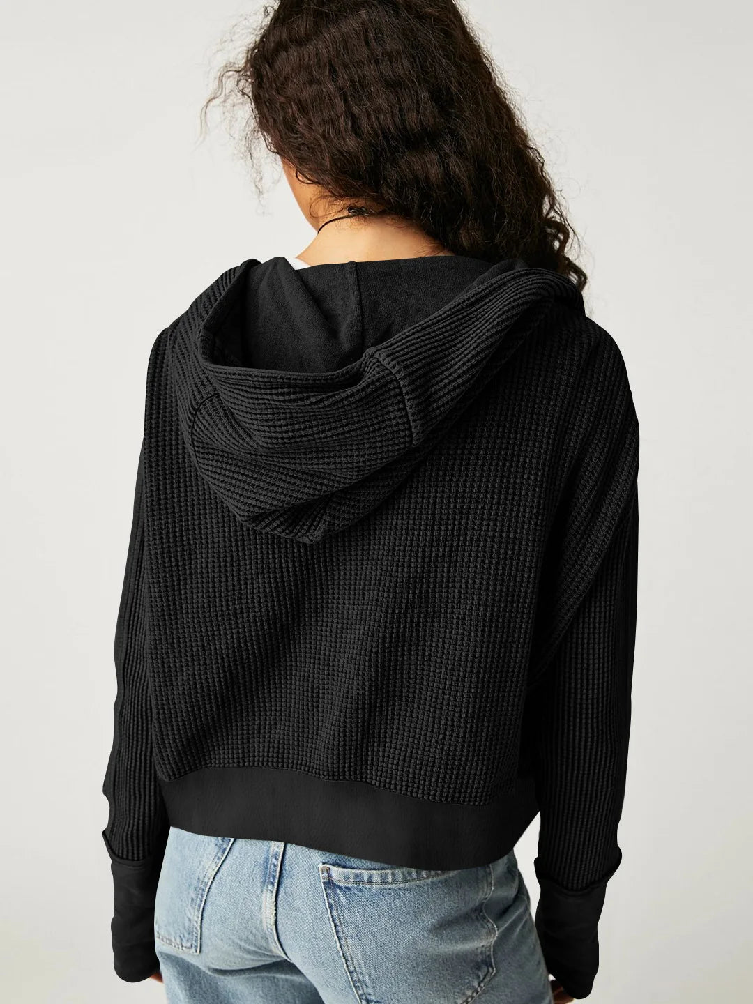 Mariel | Sudadera con capucha de punto gofre y cremallera