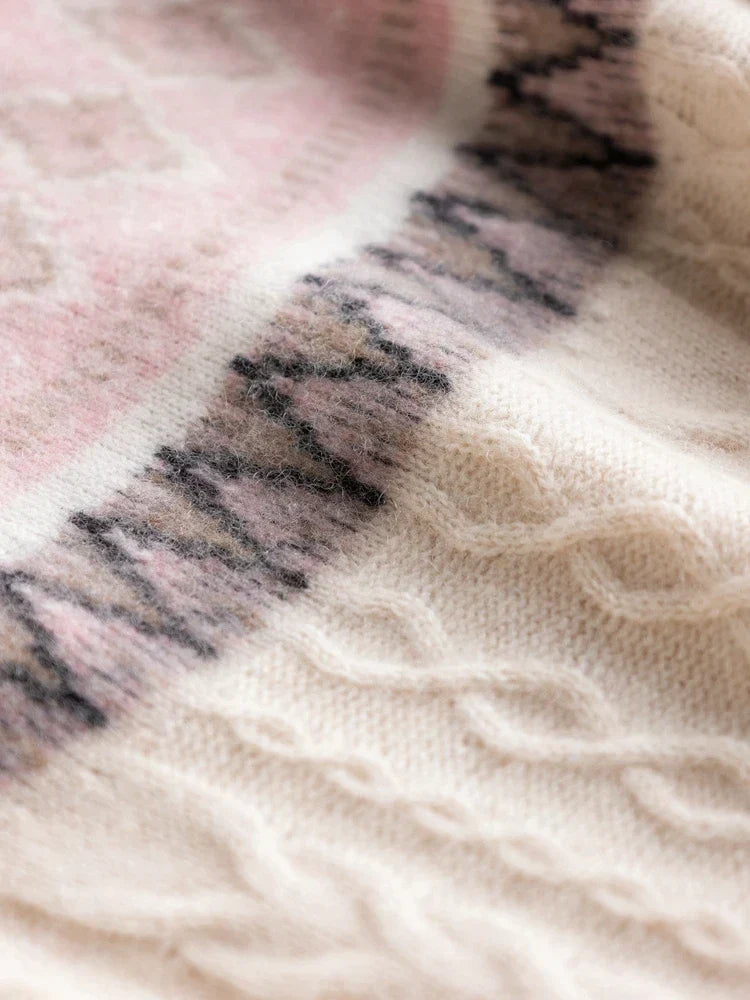 Rachel | Jersey de cuello alto simulado Fair Isle de lana