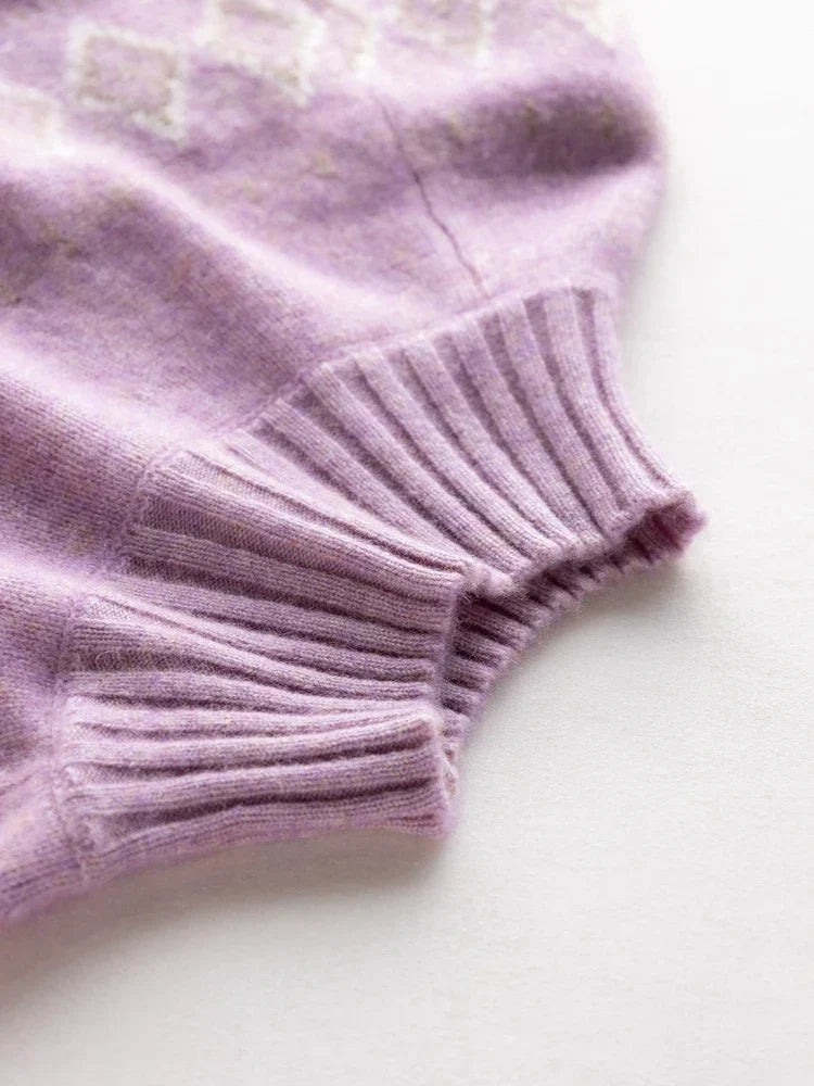 Rachel | Jersey de cuello alto simulado Fair Isle de lana