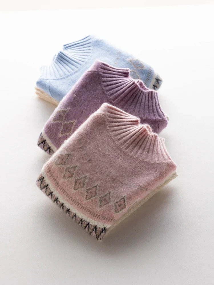 Rachel | Jersey de cuello alto simulado Fair Isle de lana