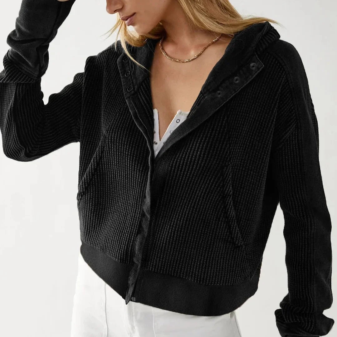 Mariel | Sudadera con capucha de punto gofre y cremallera