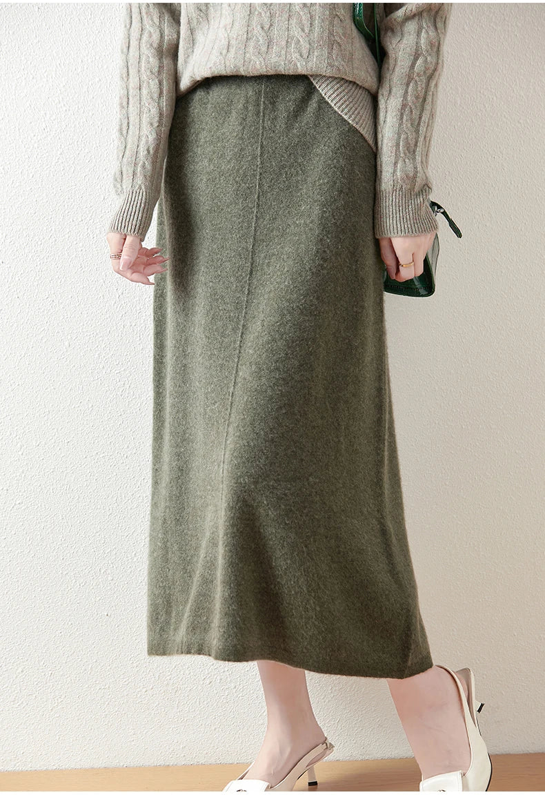 Ramona | Wool Knit Midi Skirt
