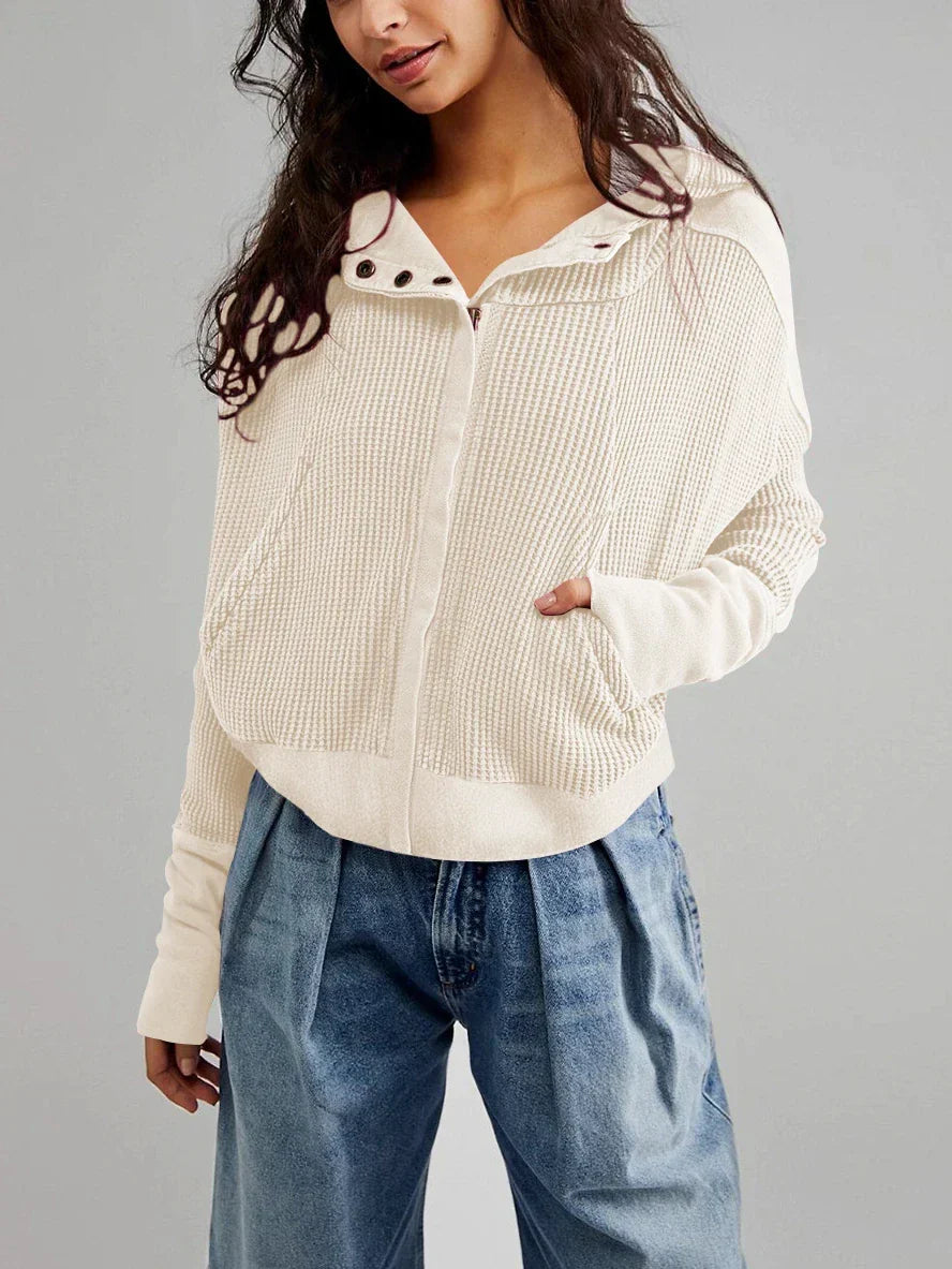 Mariel | Sudadera con capucha de punto gofre y cremallera
