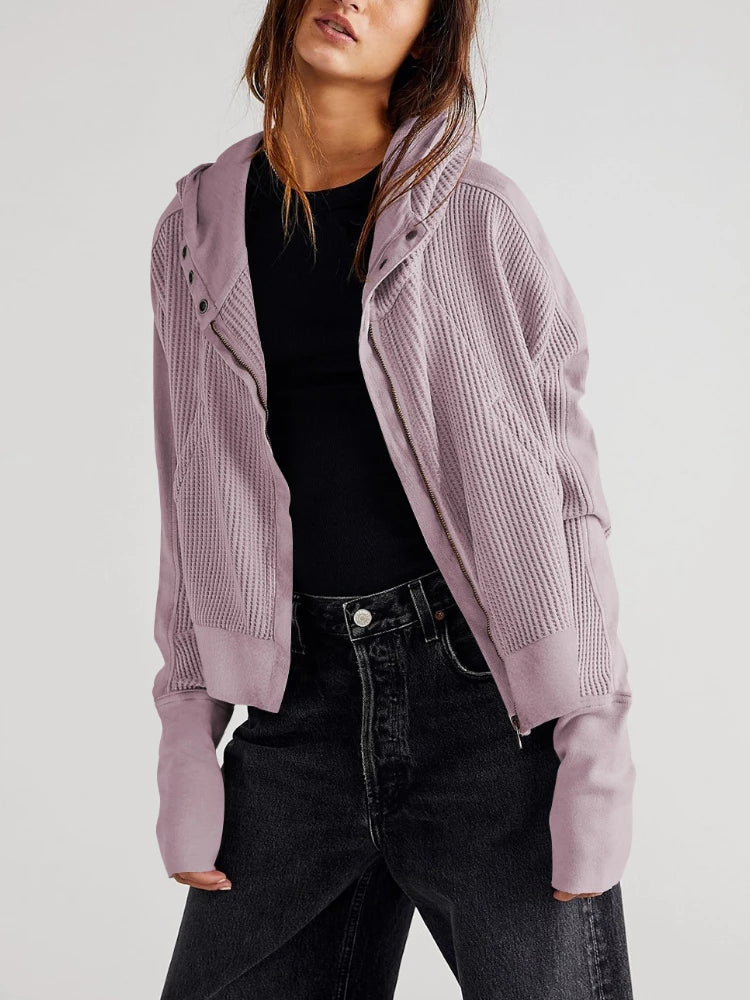 Mariel | Sudadera con capucha de punto gofre y cremallera