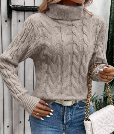 Celeste | Cable Knit Roll Neck Jumper