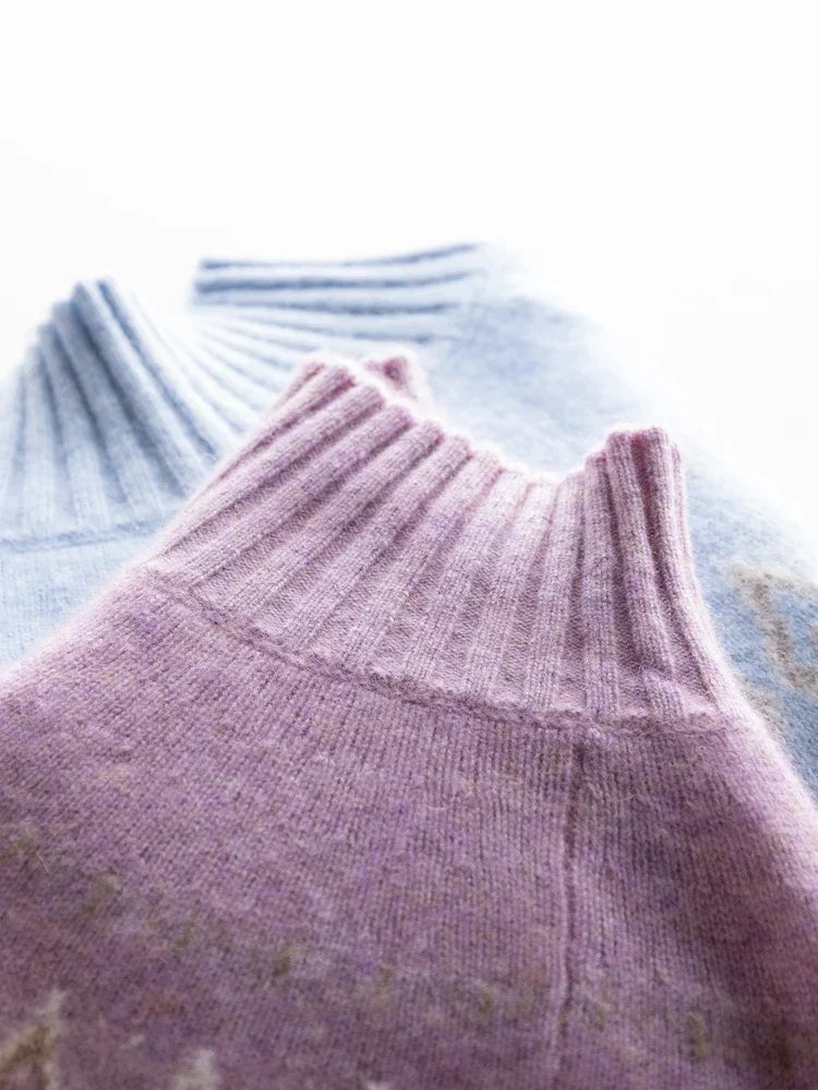 Rachel | Jersey de cuello alto simulado Fair Isle de lana
