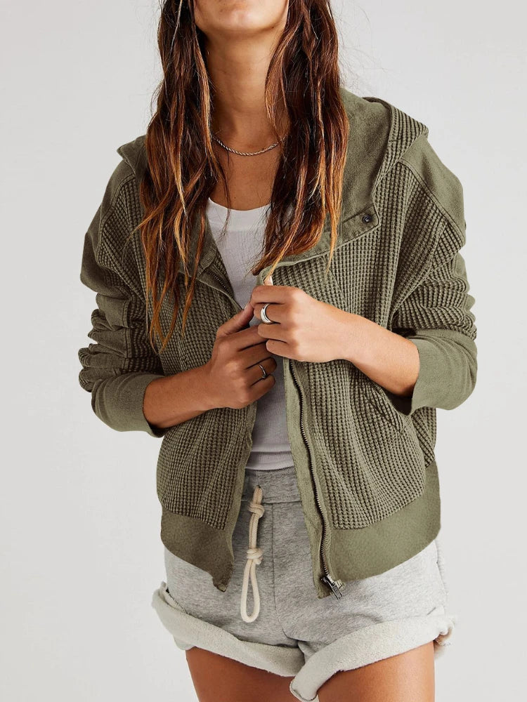 Mariel | Sudadera con capucha de punto gofre y cremallera