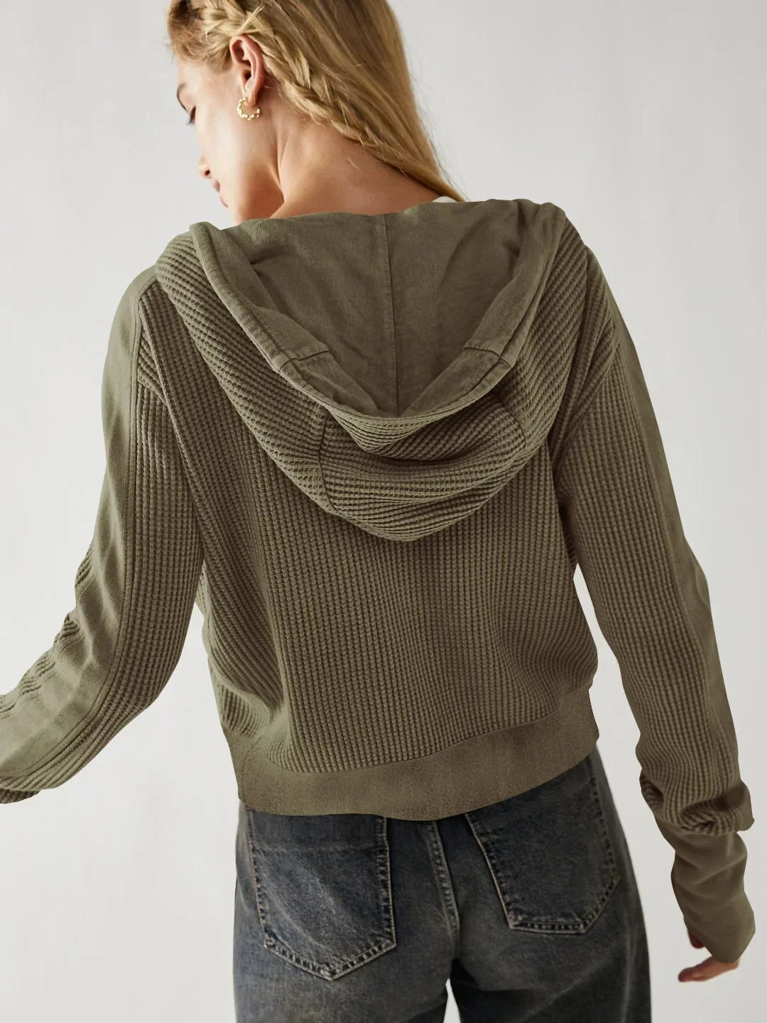 Mariel | Sudadera con capucha de punto gofre y cremallera