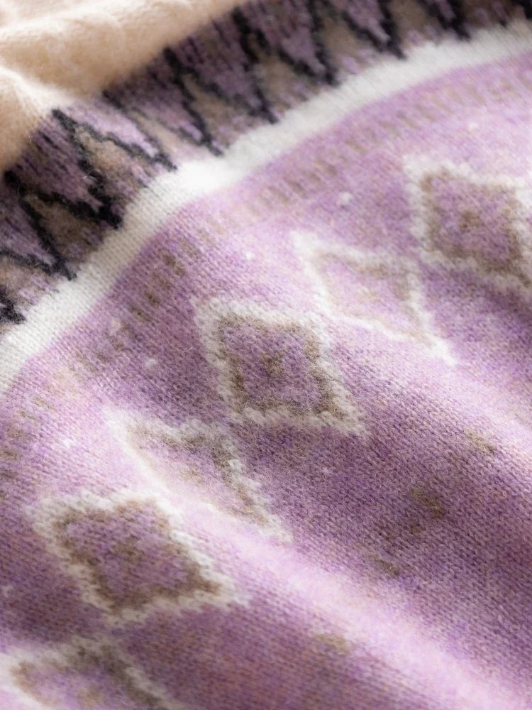 Rachel | Jersey de cuello alto simulado Fair Isle de lana