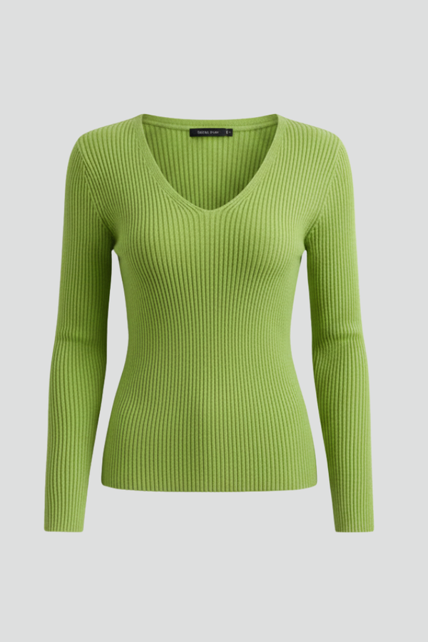 Rebecca | Ribbed V-Neck Jumper