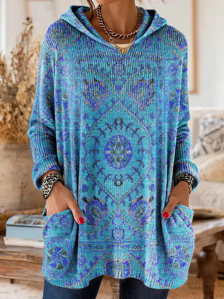 Miriam | Túnica de punto con capucha estampada