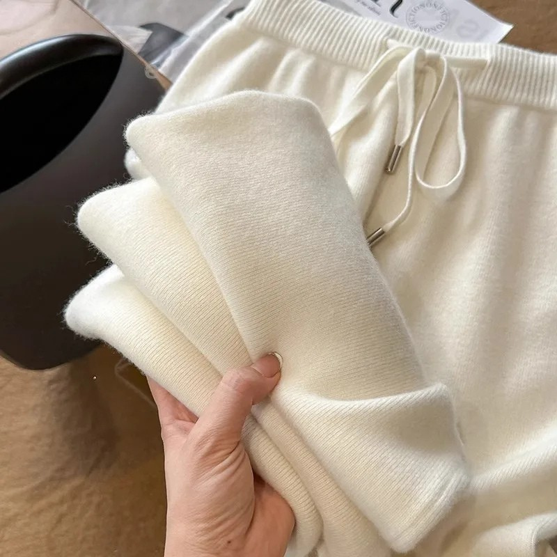 Teresa | Pantalón de punto de pernera ancha de mezcla de lana