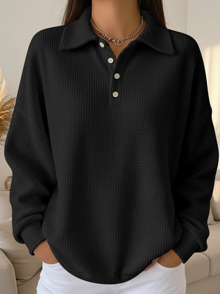 Olive | Waffle Knit Polo Top