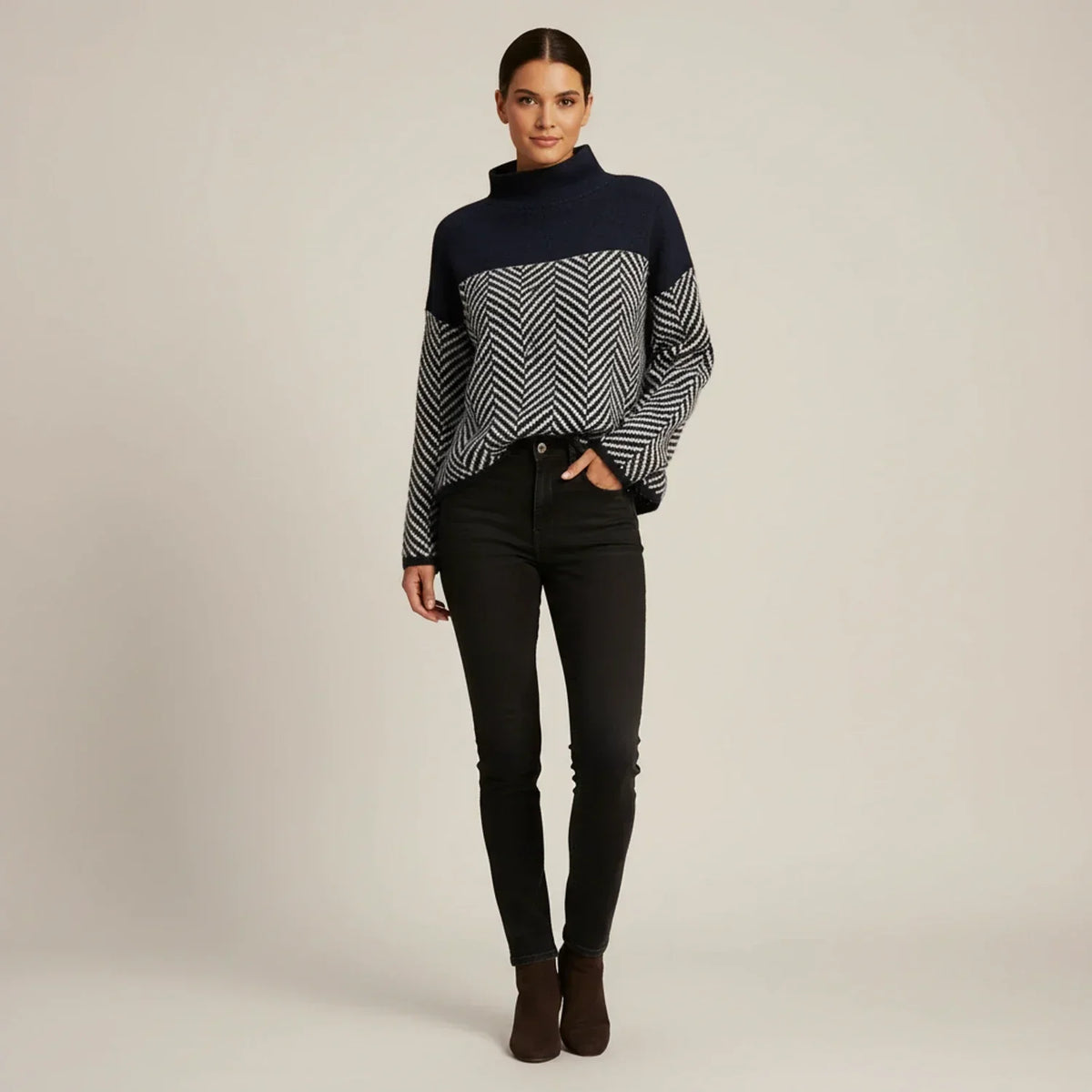 Philippa | Jersey de cuello vuelto de espiguilla de lana