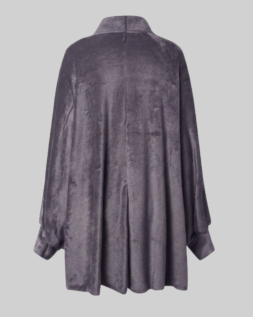 Brushed fringe-hem cardigan coat