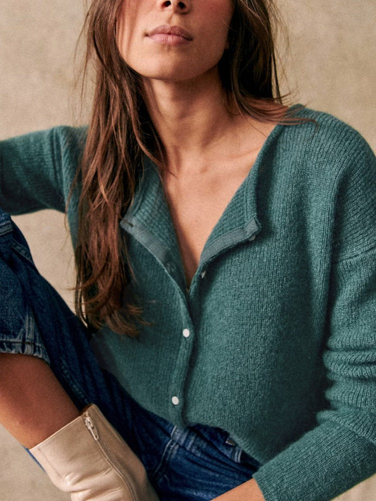 Brushed v-neck button cardigan