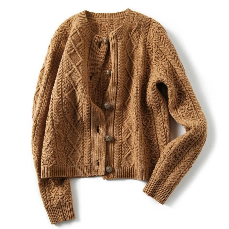 Cable-knit button cardigan