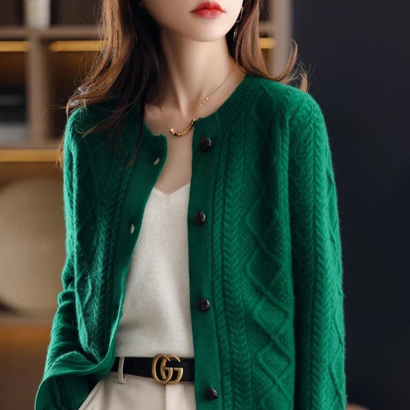Cable-knit button cardigan