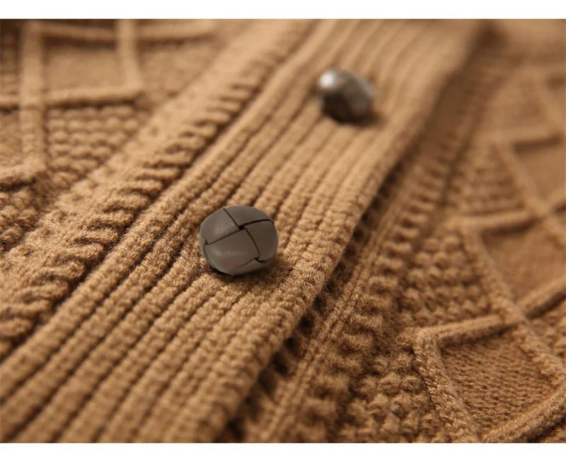 Cable-knit button cardigan