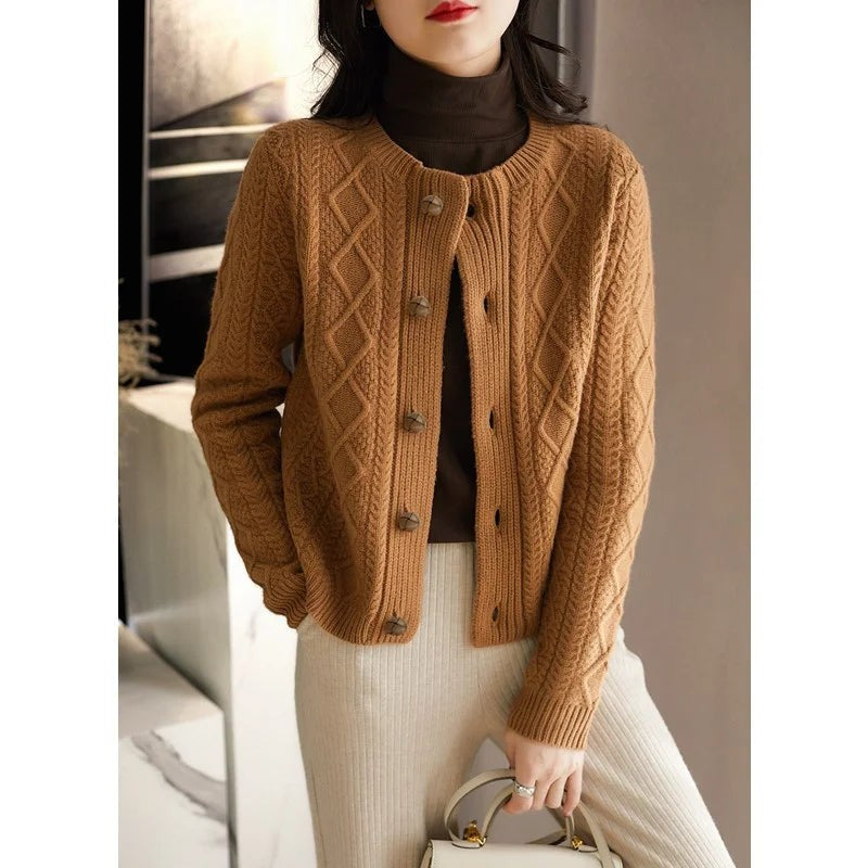 Cable-knit button cardigan