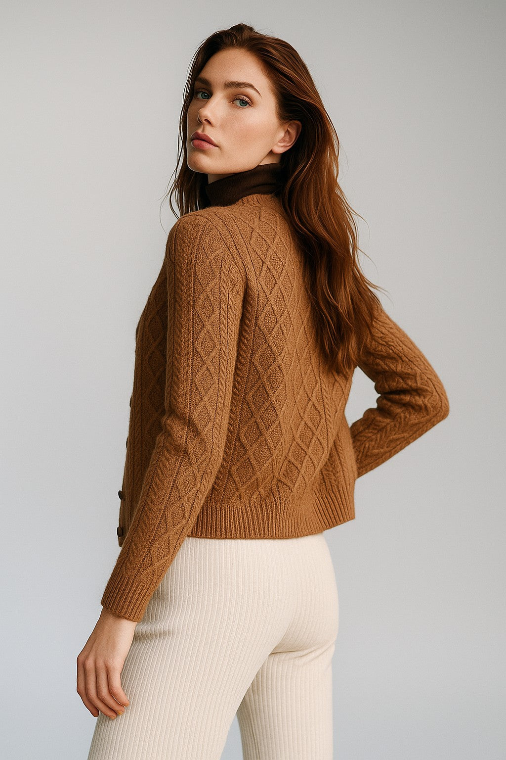 Cable-knit button cardigan