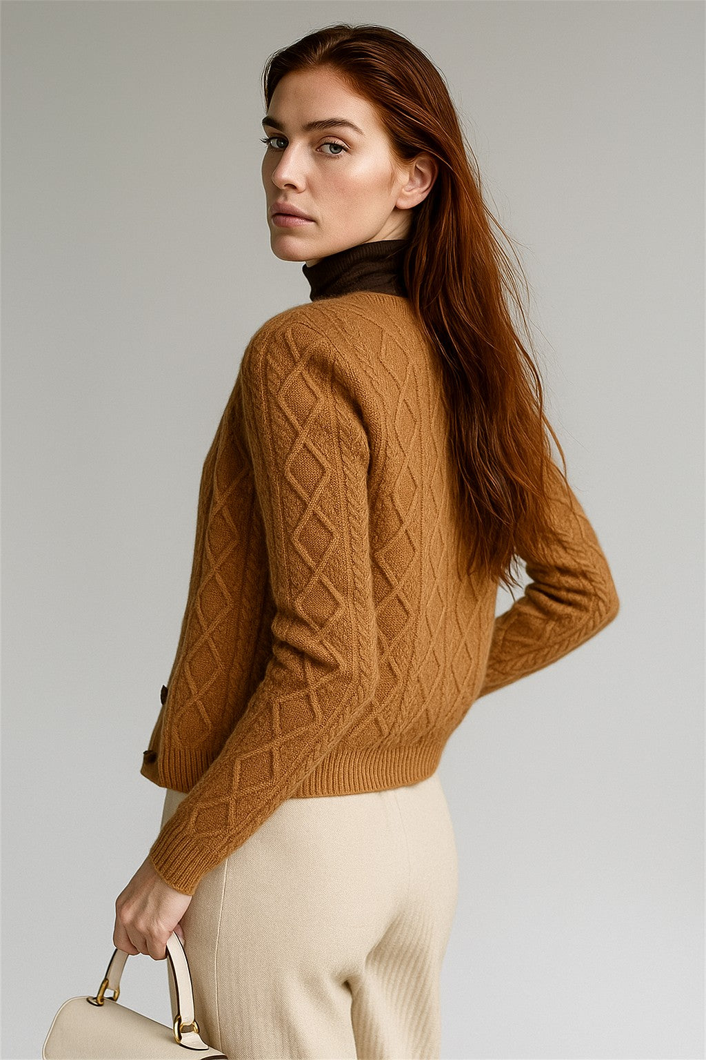 Cable-knit button cardigan