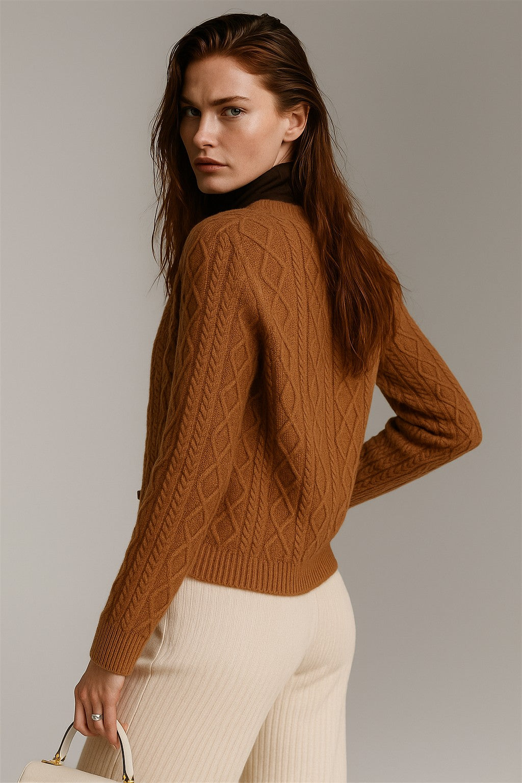 Cable-knit button cardigan