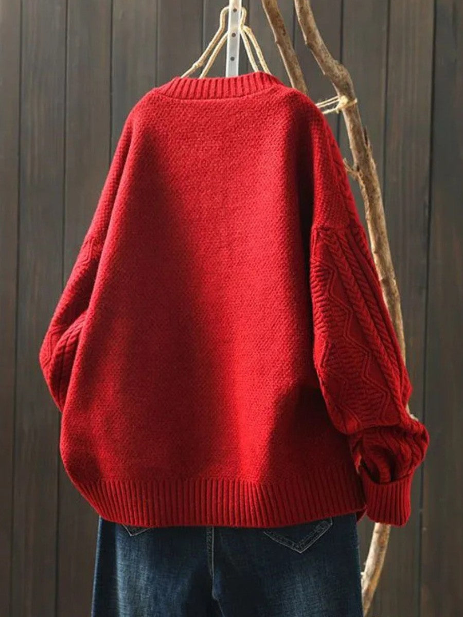Cable-knit button-front cardigan