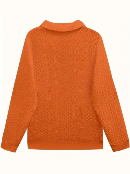 Cable textured zip sweatshirt