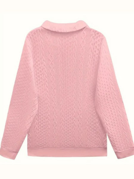 Cable textured zip sweatshirt