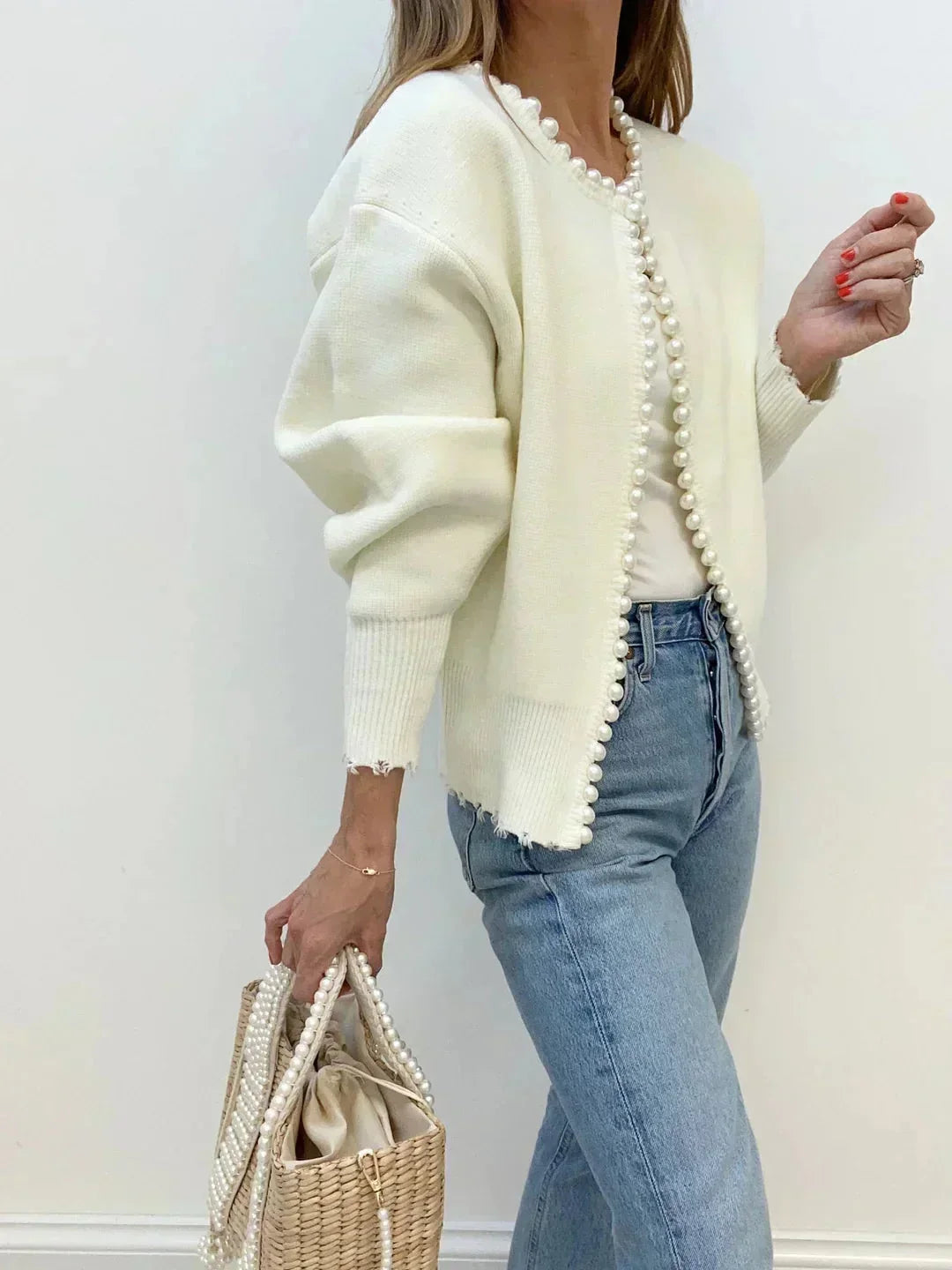 Katherine | Pearl Trim Knit Cardigan