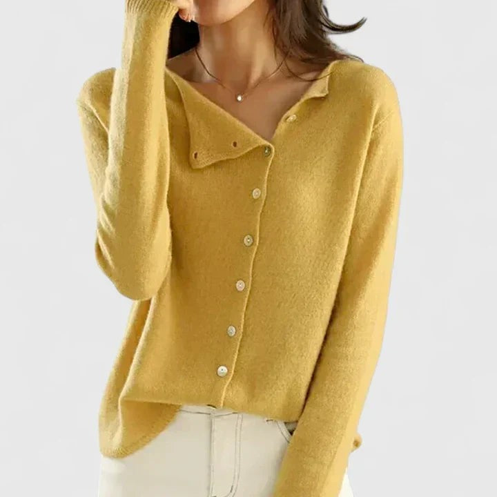 Yellow collared button cardigan