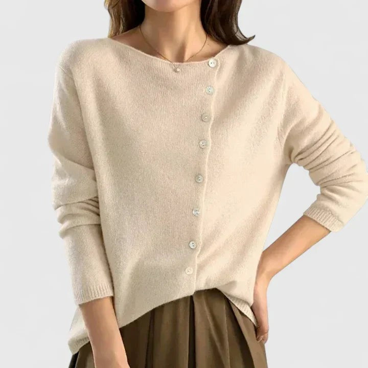 Beige collared button cardigan