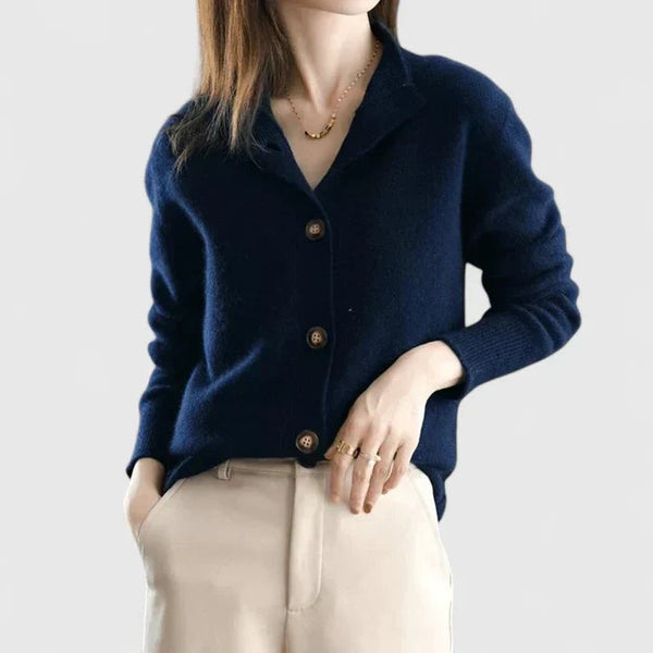 Dark blue collared button cardigan