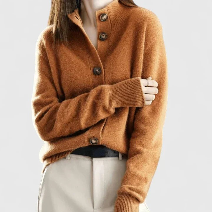 Orange collared button cardigan