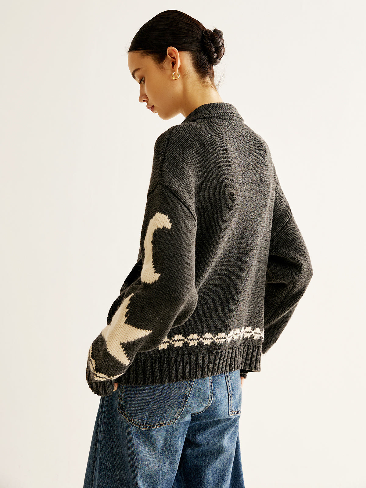 Fabienne | Star-Motif Zip-Up Cardigan