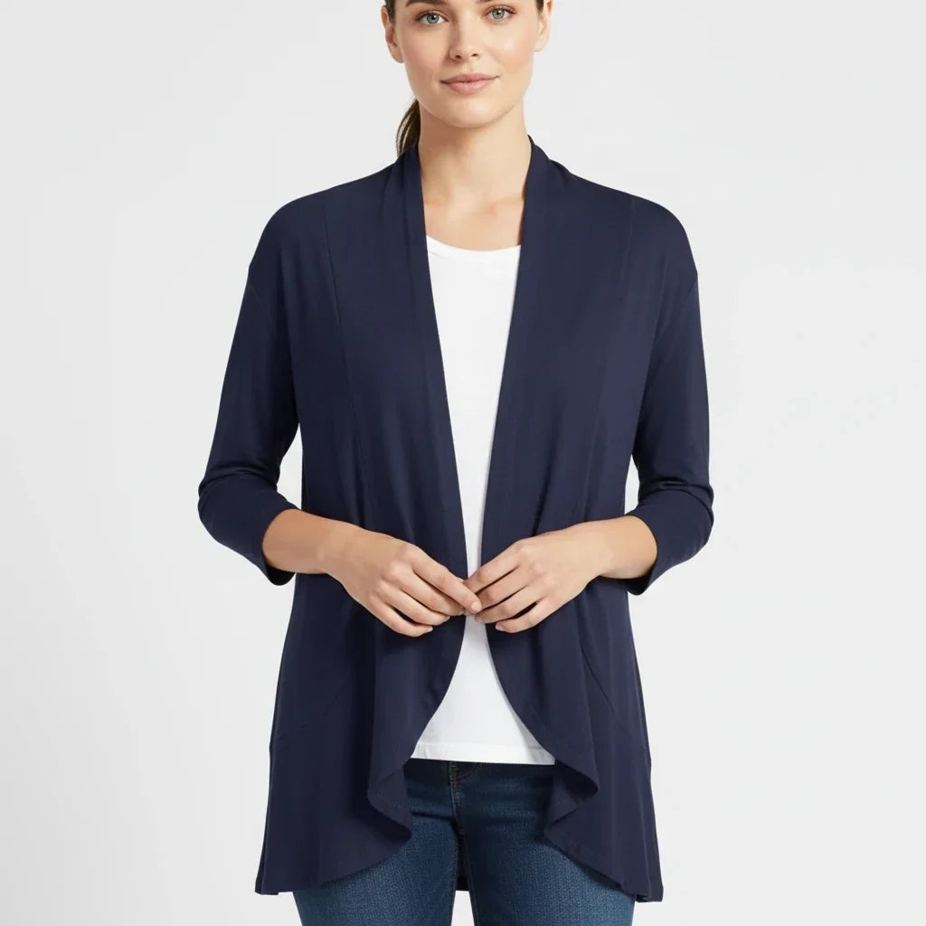 Navy Blue draped waterfall cardigan