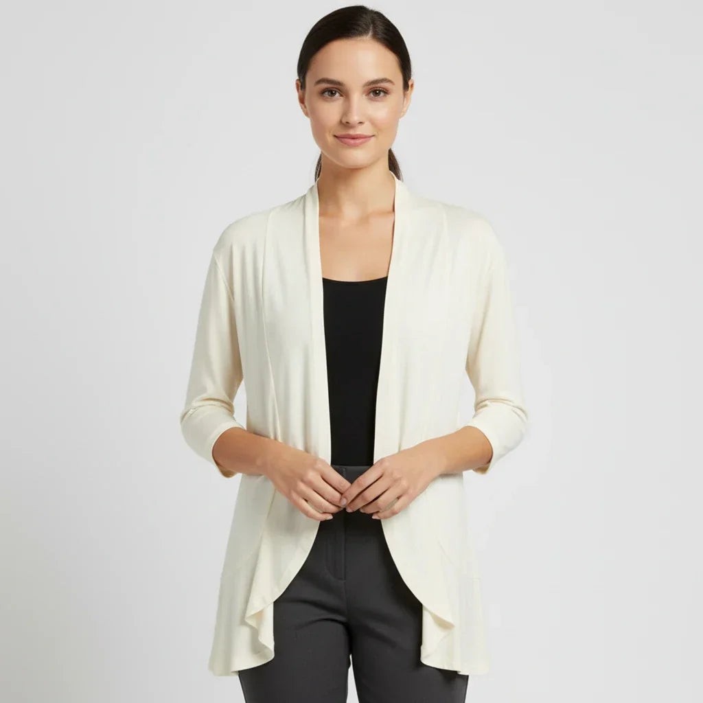 Beige draped waterfall cardigan