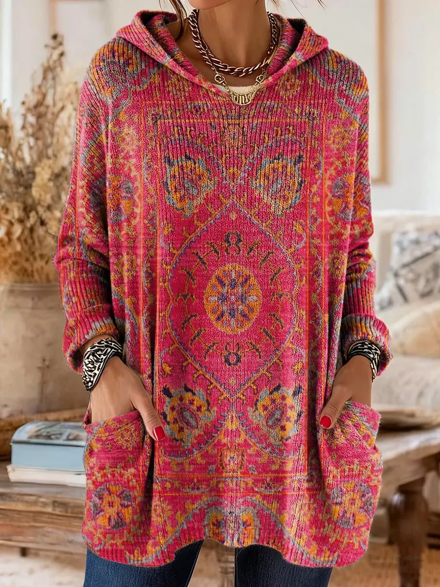 Miriam | Túnica de punto con capucha estampada