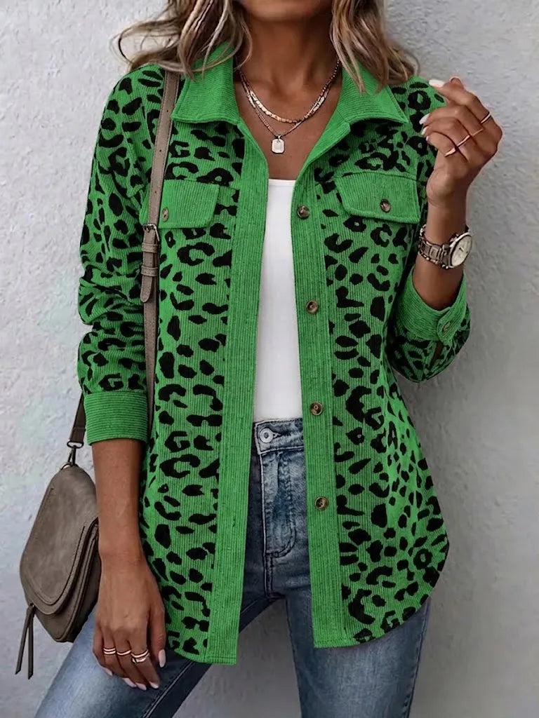 Simone | Leopard Print Corduroy Shacket