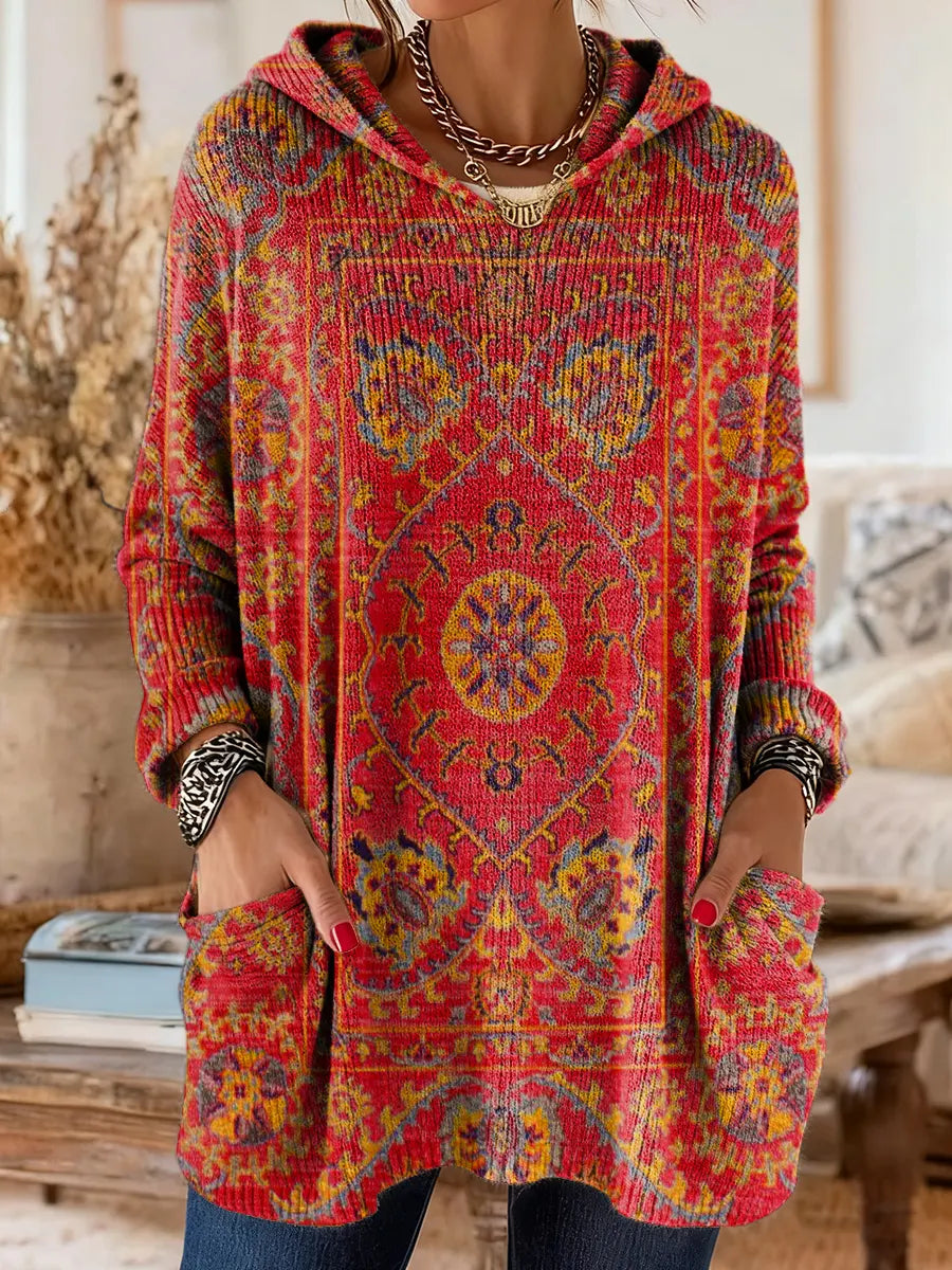 Miriam | Túnica de punto con capucha estampada