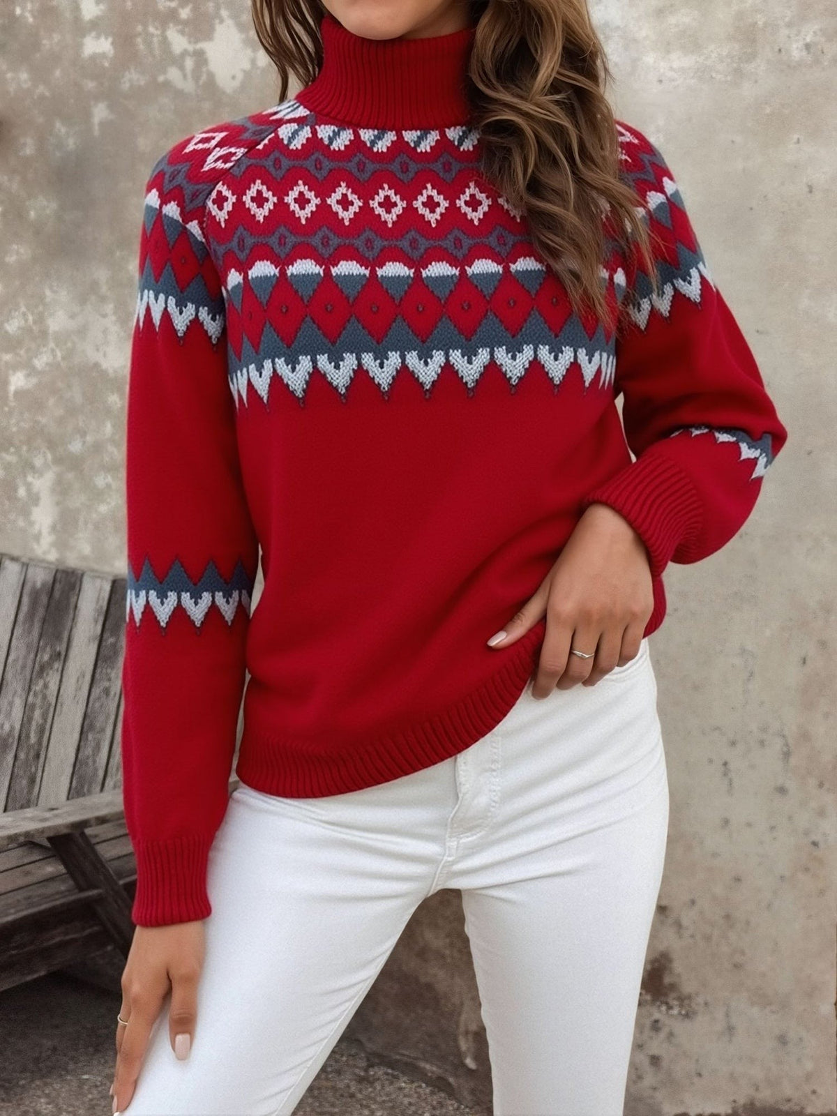 Fair isle roll neck jumper